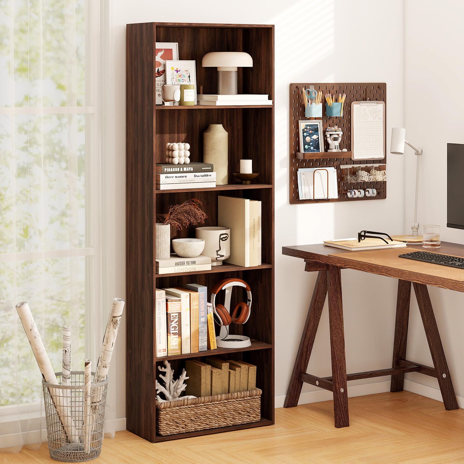 Amazon.com: IFANNY 5 Shelf Bookcase, Tall Bookshelves and